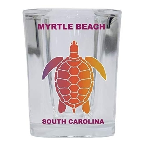 MYRTLE BEACH South Carolina Square Shot Glass Rainbow Turtle Design Image 1