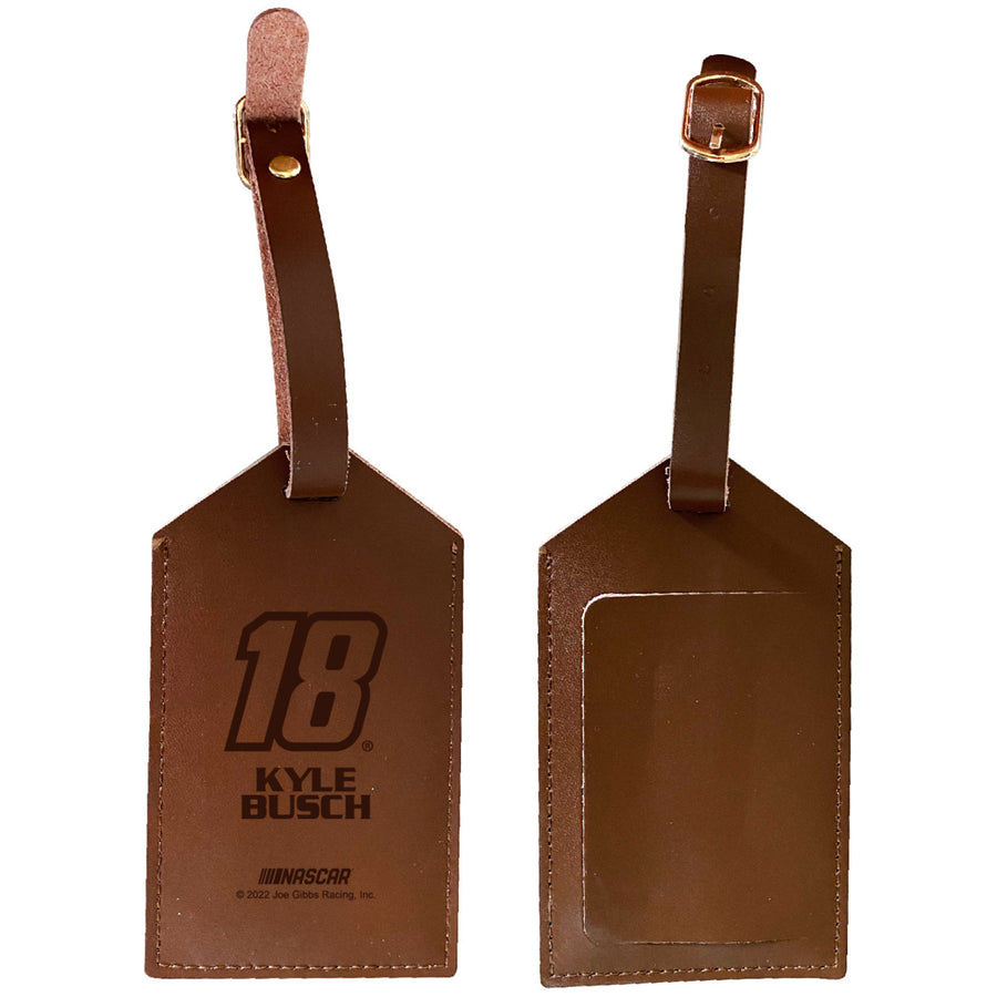 Nascar 18 Kyle Busch Leather Luggage Tag Engraved Image 1