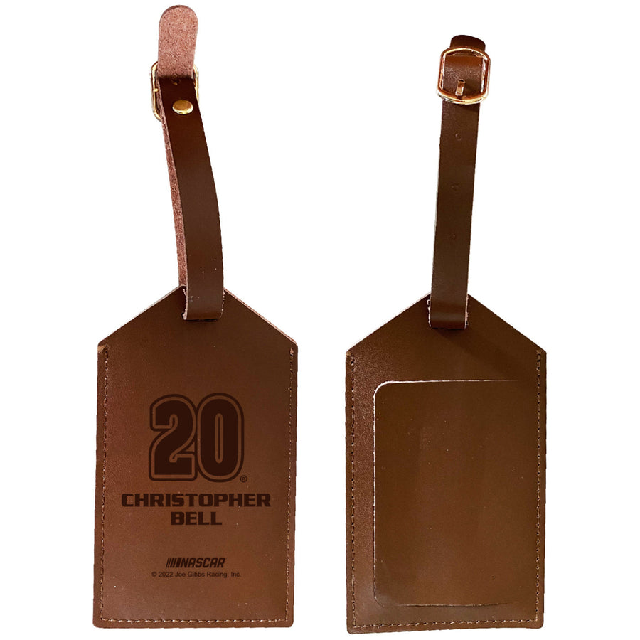 Nascar 20 Christopher Bell Leather Luggage Tag Engraved Image 1