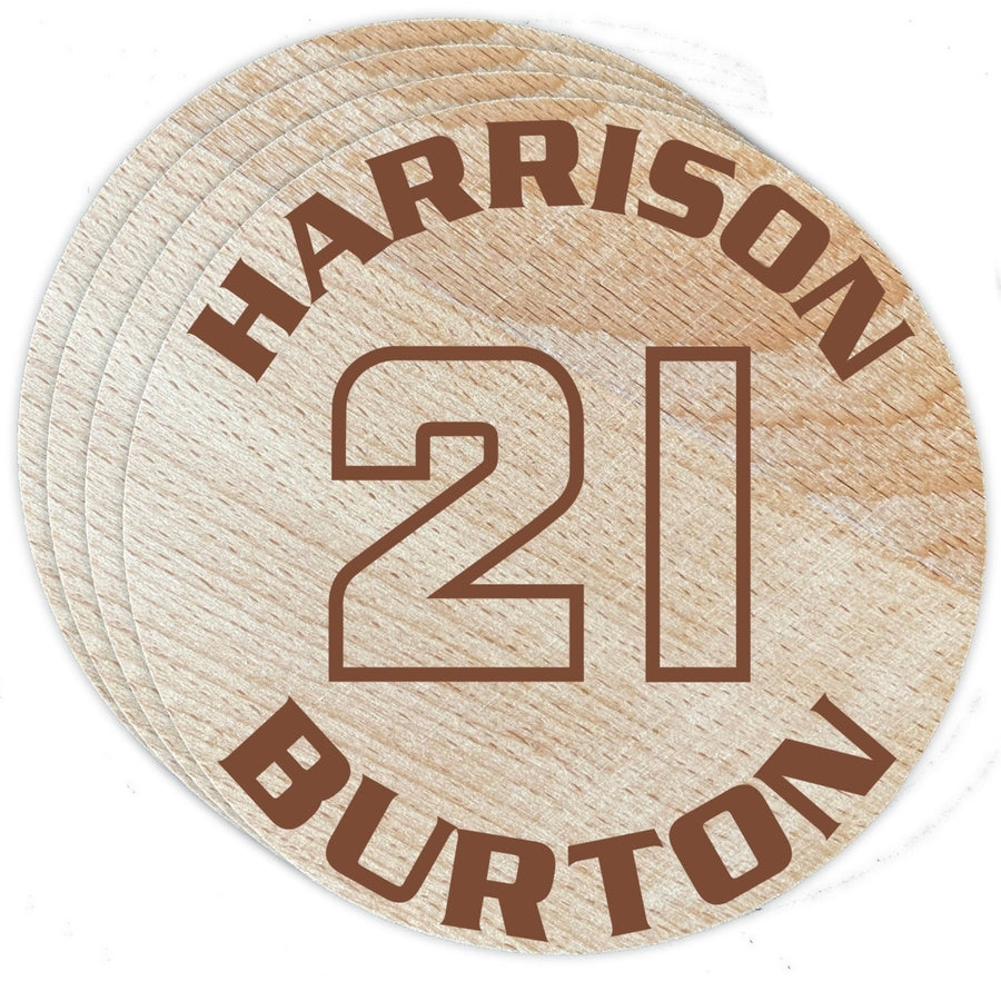 Nascar 21 Harrison Burton Wood Coaster Engraved 4-Pack Image 1