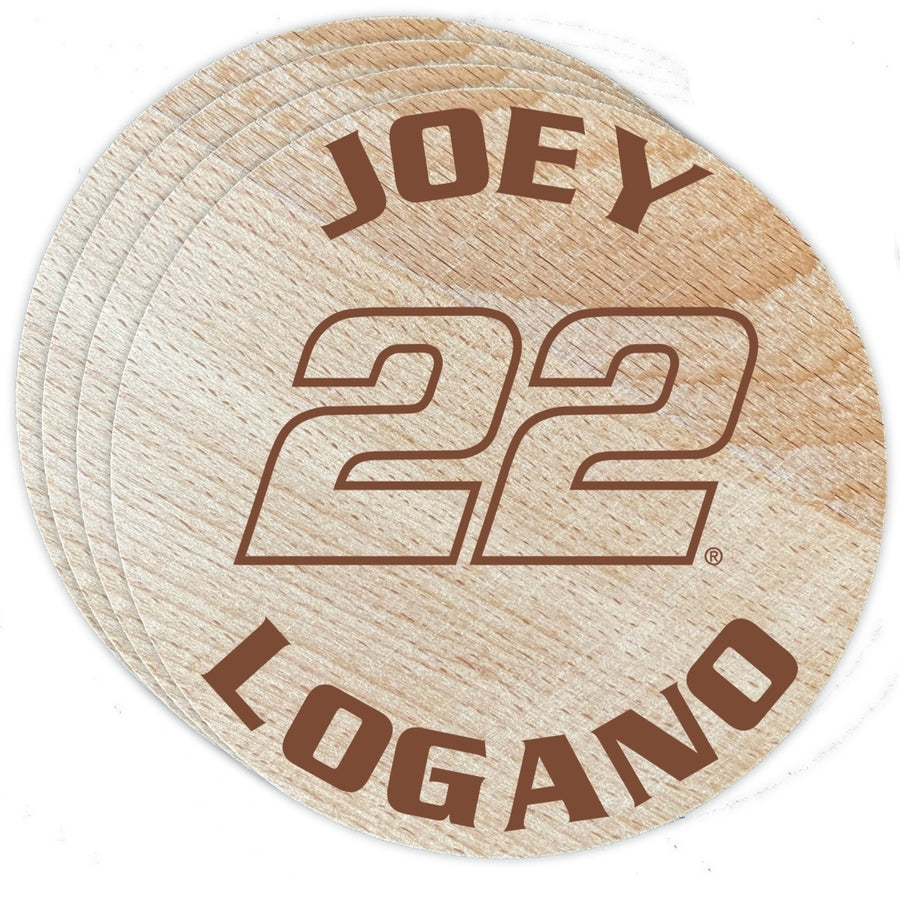 Nascar 22 Joey Logano Wood Coaster Engraved 4-Pack Image 1