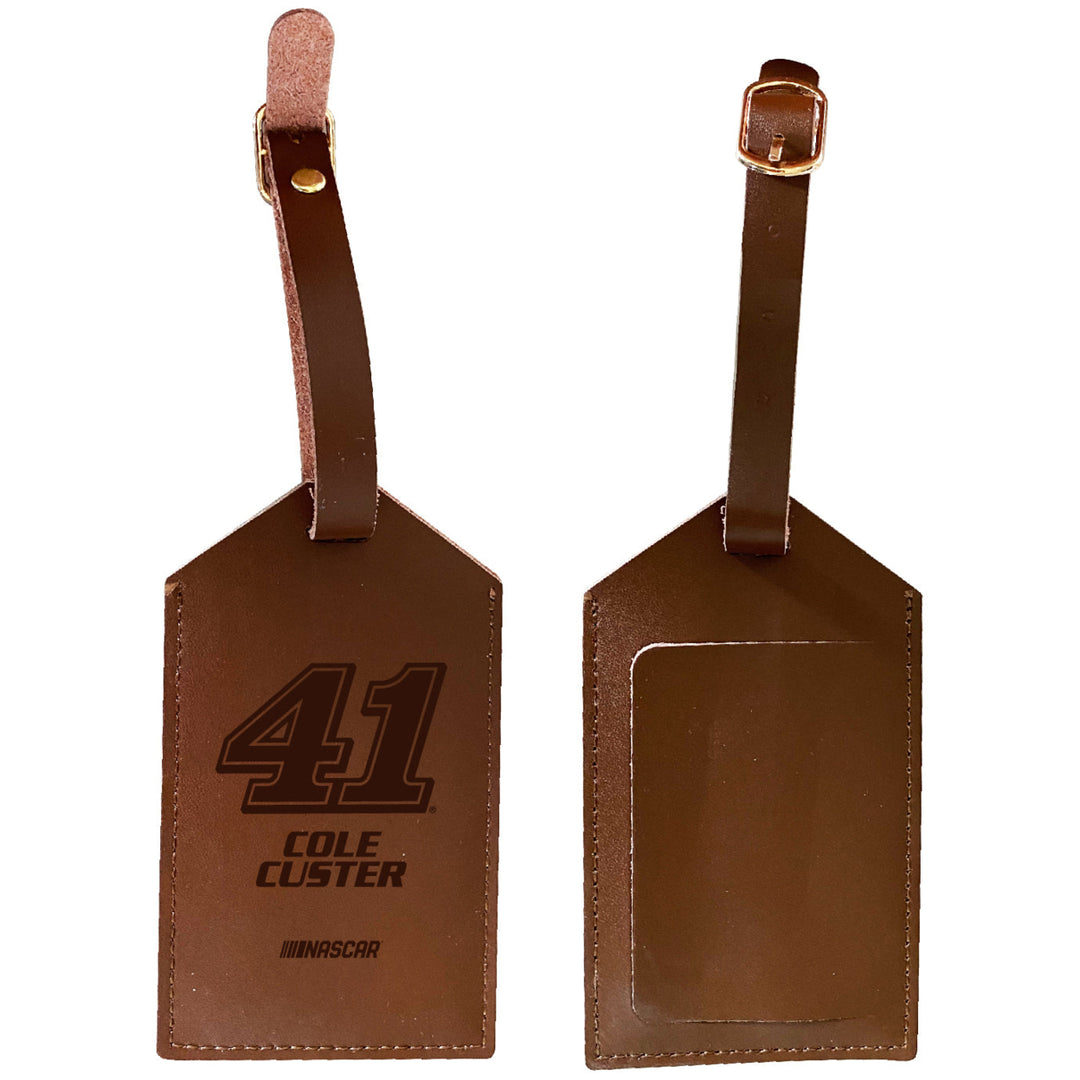 Nascar 41 Cole Custer Leather Luggage Tag Engraved Image 1