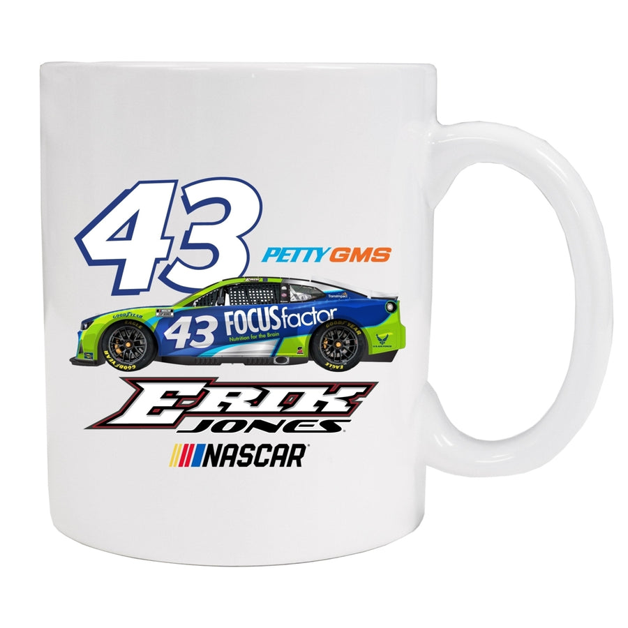 Nascar 43 Erik Jones Ceramic Mug Car for 2022 (White). Image 1