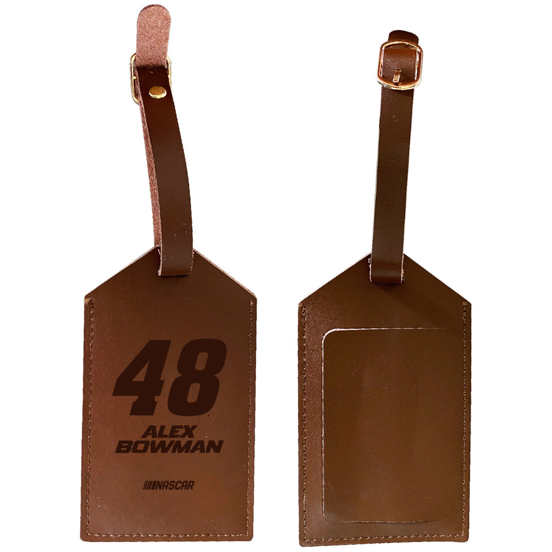 Nascar 48 Alex Bowman Leather Luggage Tag Engraved Image 1