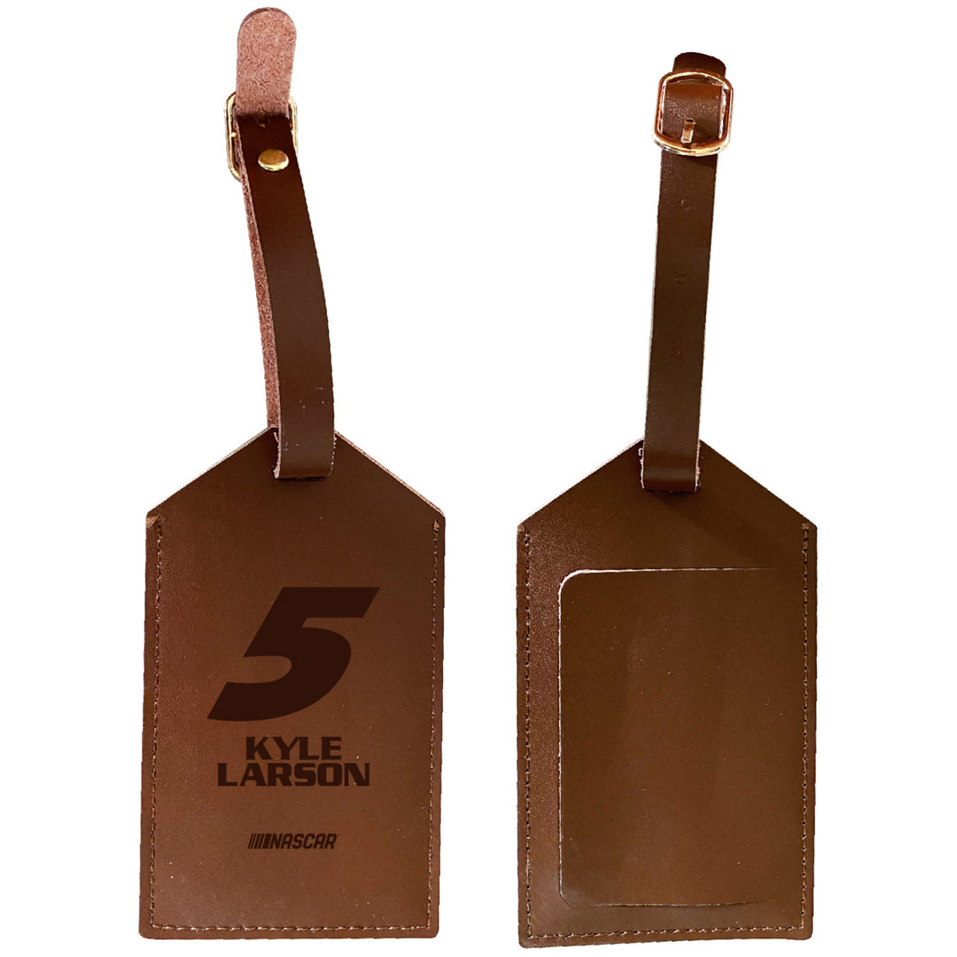 Nascar 5 Kyle Larson Leather Luggage Tag Engraved Image 1