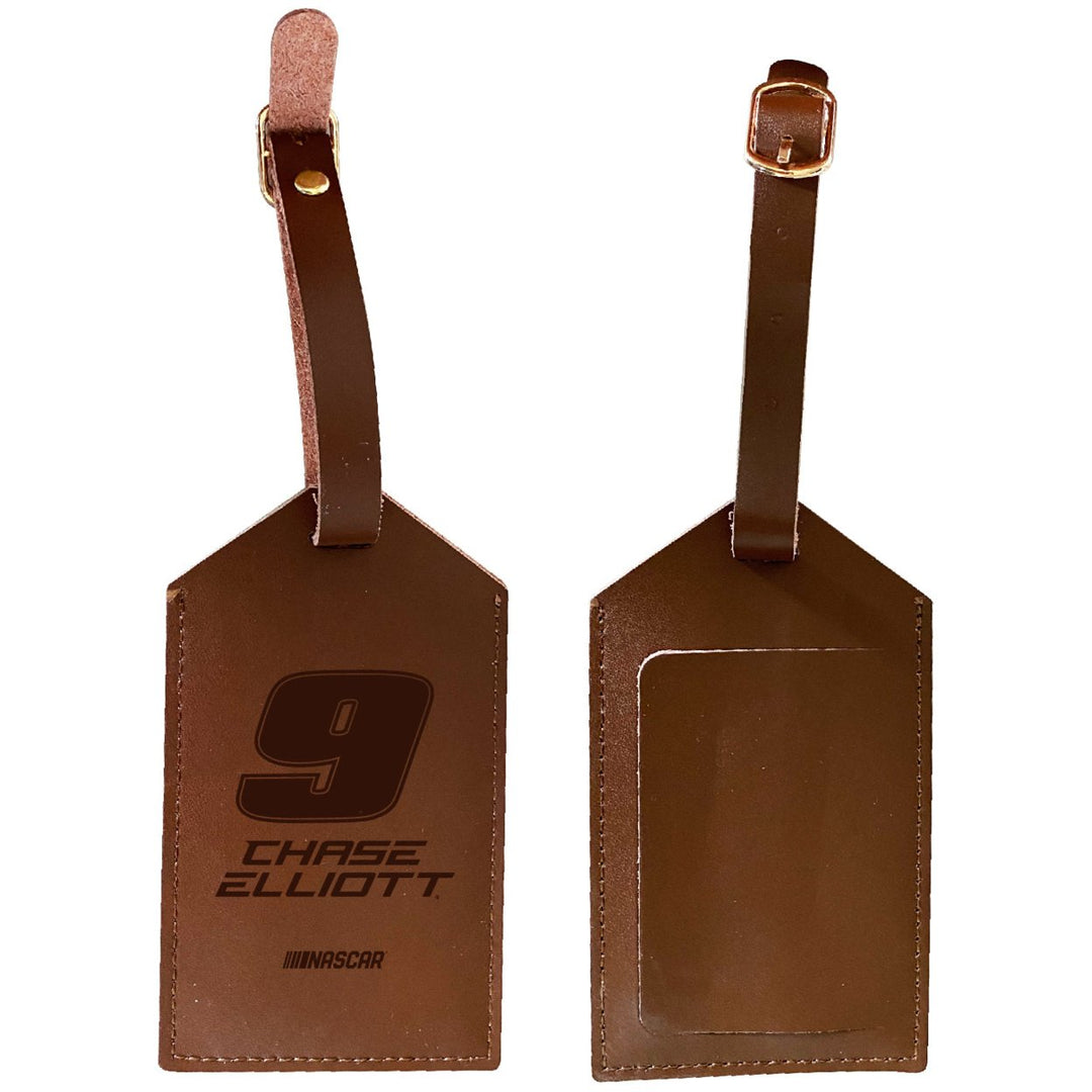 Nascar 9 Chase Elliott Leather Luggage Tag Engraved Image 1