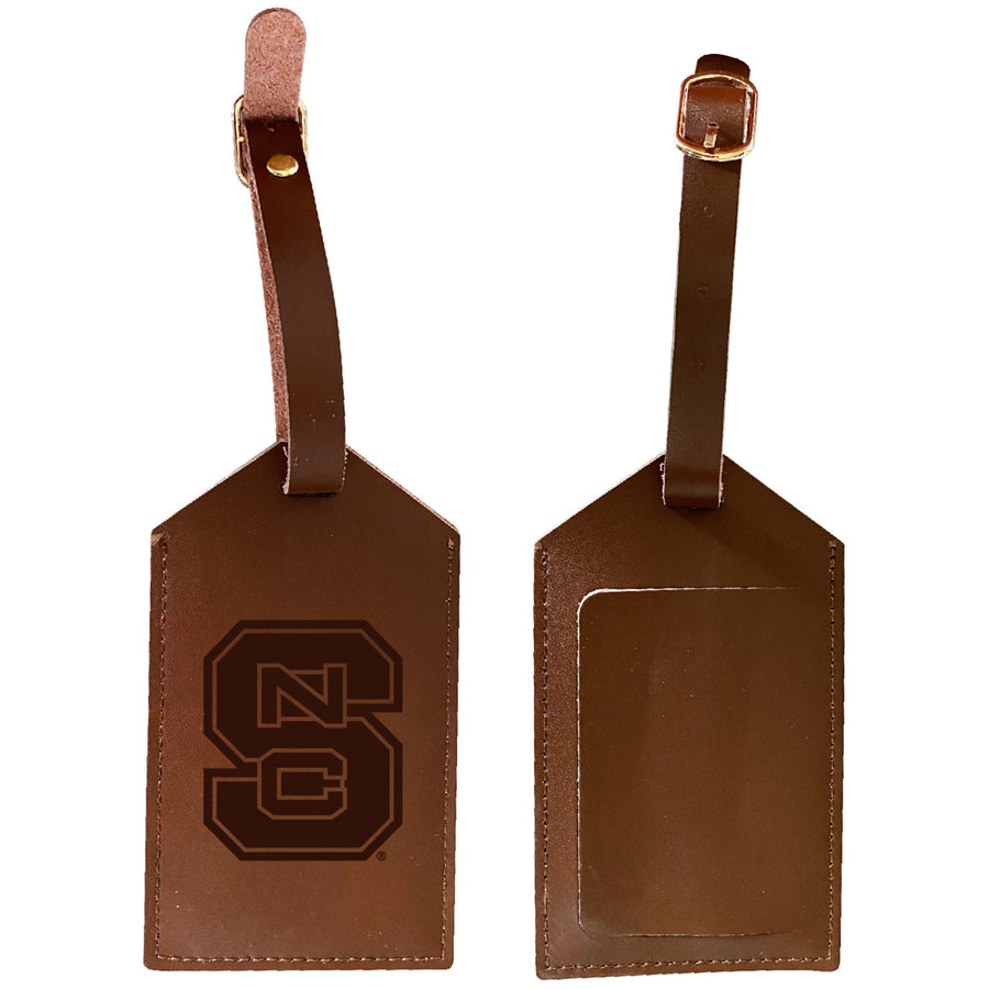 Elegant NC State Wolfpack NCAA Leather Luggage Tag with Engraved Logo Image 1
