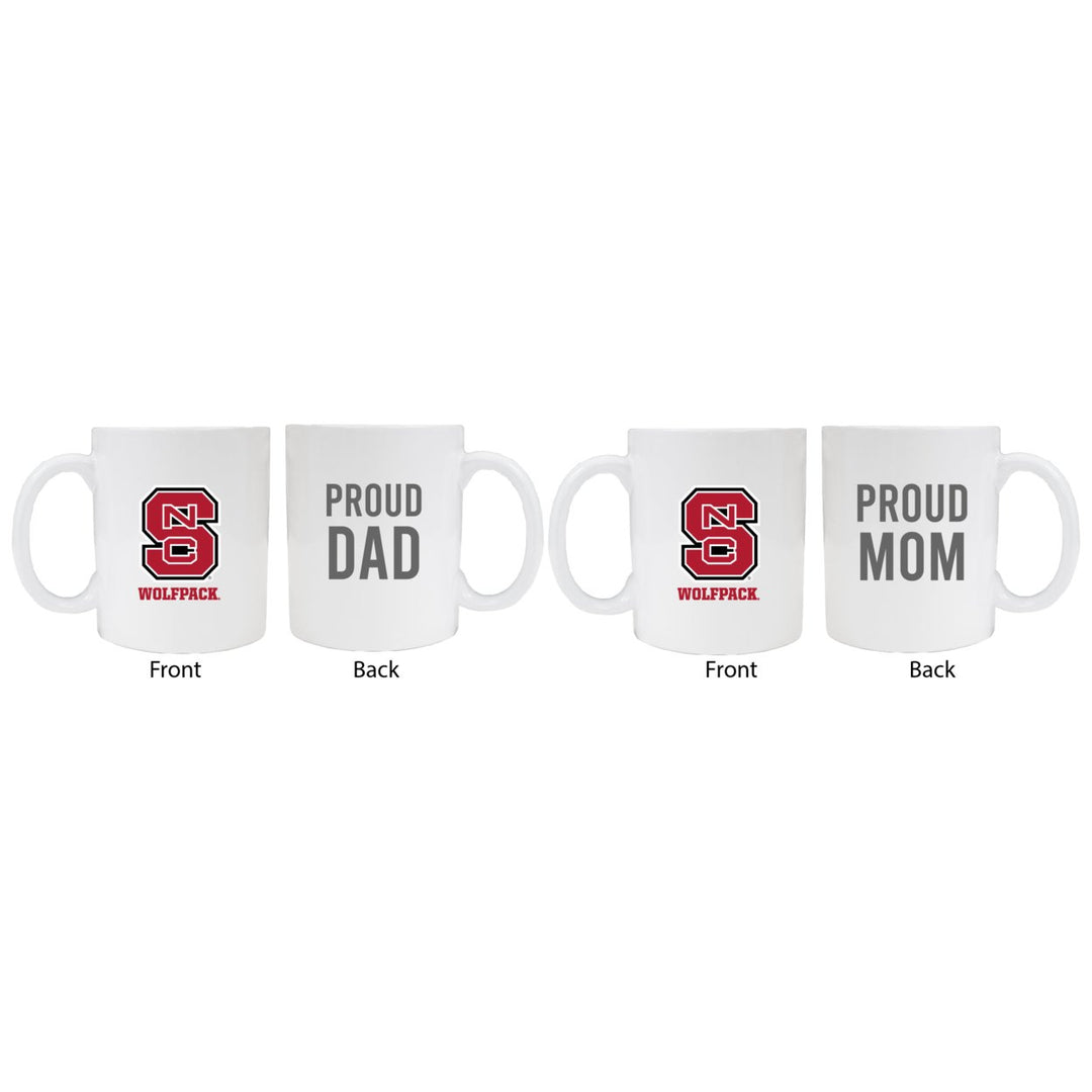 NC State Wolfpack Proud Mom And Dad White Ceramic Coffee Mug 2 pack (White) Image 1