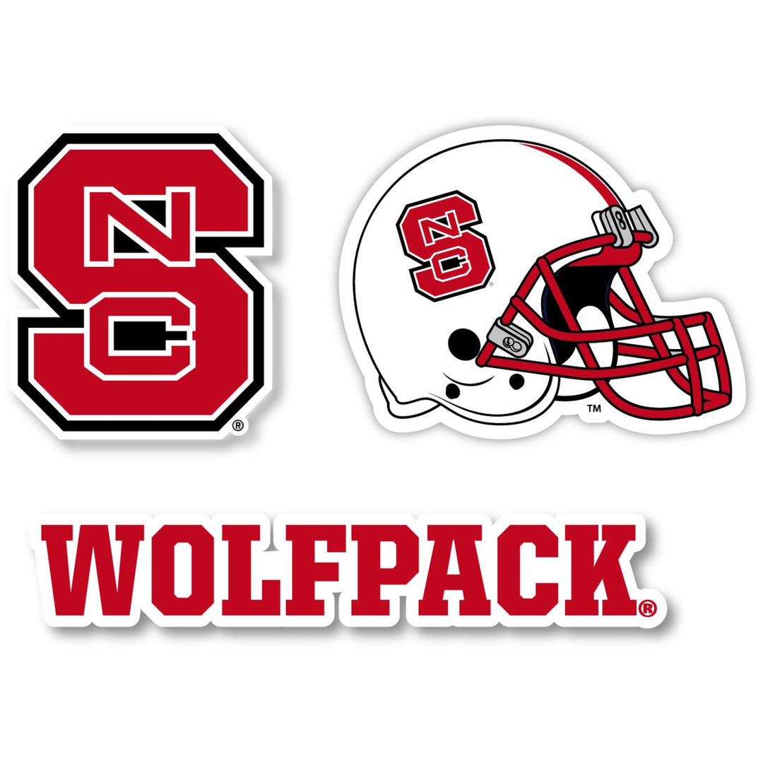 NC State Wolfpack 3 Pack 4-Inch Each NCAA Durable School Spirit Vinyl Decal Sticker Image 1