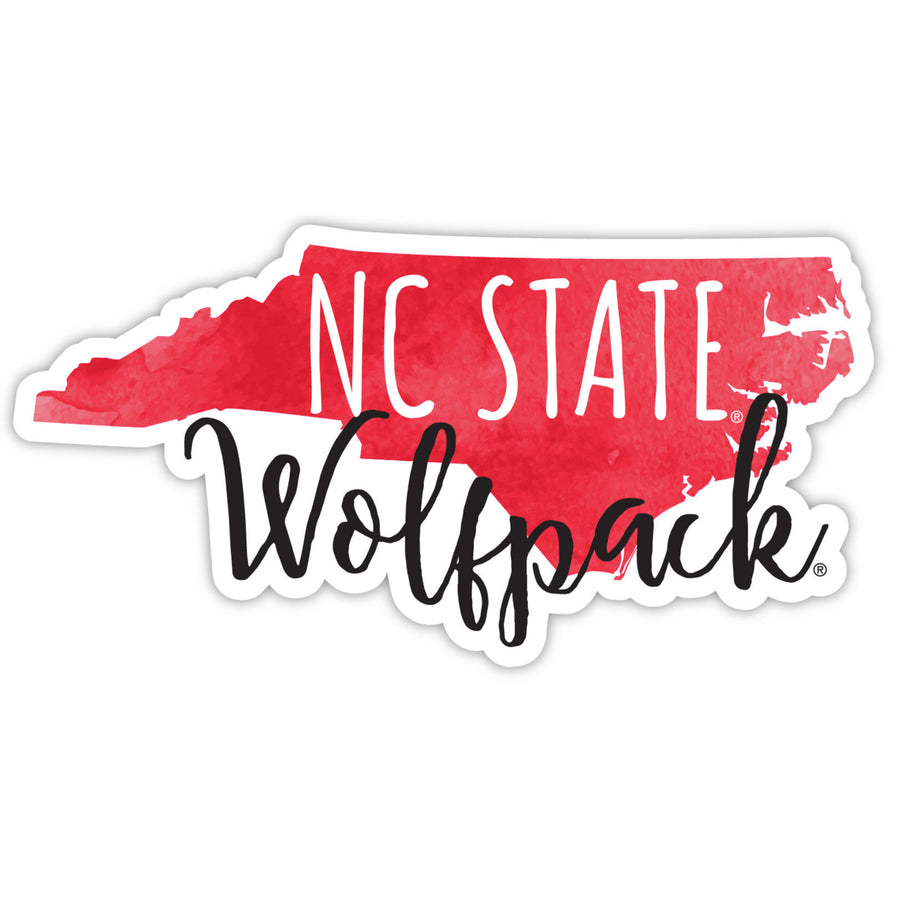 NC State Wolfpack 4-Inch Watercolor State Shaped NCAA Vinyl Decal Sticker for Fans, Students, and Alumni Image 1