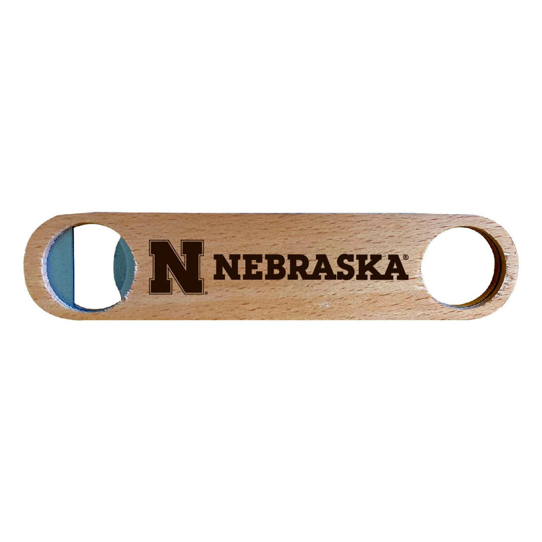 Nebraska Cornhuskers NCAA Elegant Laser-Etched Wooden Bottle Opener - Collegiate Bar Accessory Image 1