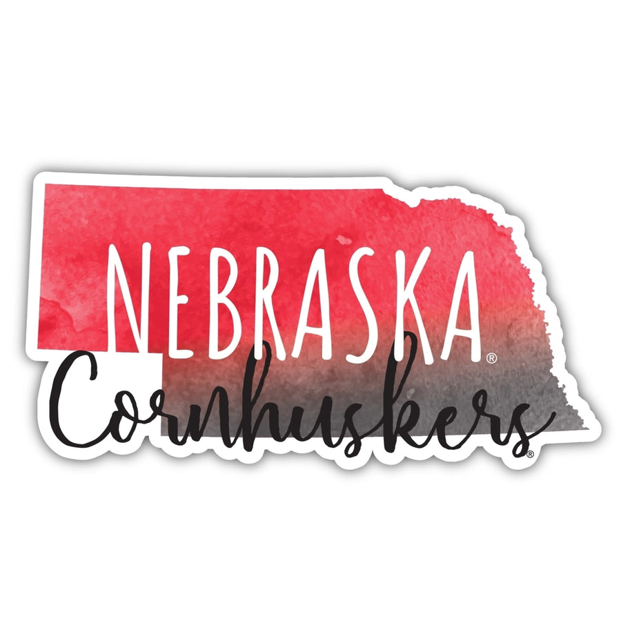 Nebraska Cornhuskers 2-Inch on one of its sides Watercolor Design NCAA Durable School Spirit Vinyl Decal Sticker Image 1