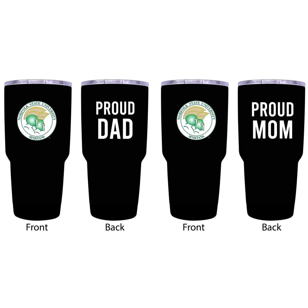 Norfolk State University Proud Parent 24 oz Insulated Tumblers Set - Black, Mom and Dad Edition Image 1