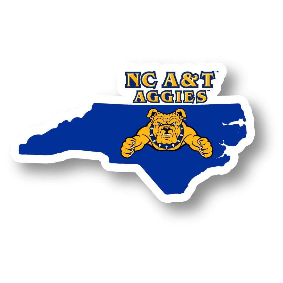 North Carolina AandT State Aggies 4-Inch State Shape NCAA Vinyl Decal Sticker for Fans, Students, and Alumni Image 1