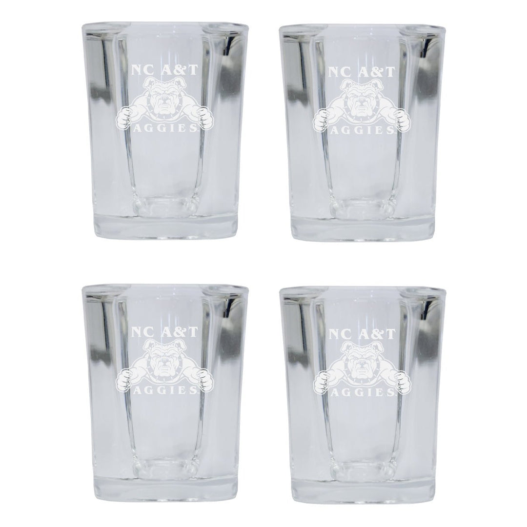 North Carolina AandT State Aggies NCAA Collectors Edition 2oz Square Shot Glass - Laser Etched Logo 4-Pack Image 1