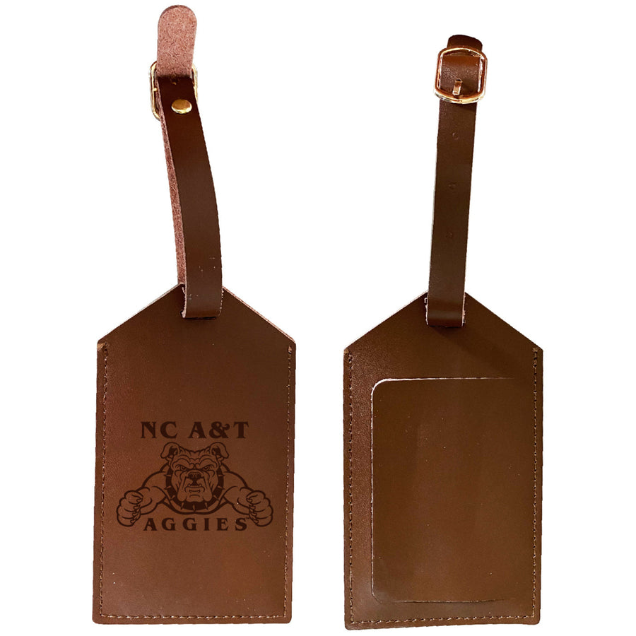 Elegant North Carolina AandT State Aggies NCAA Leather Luggage Tag with Engraved Logo Image 1