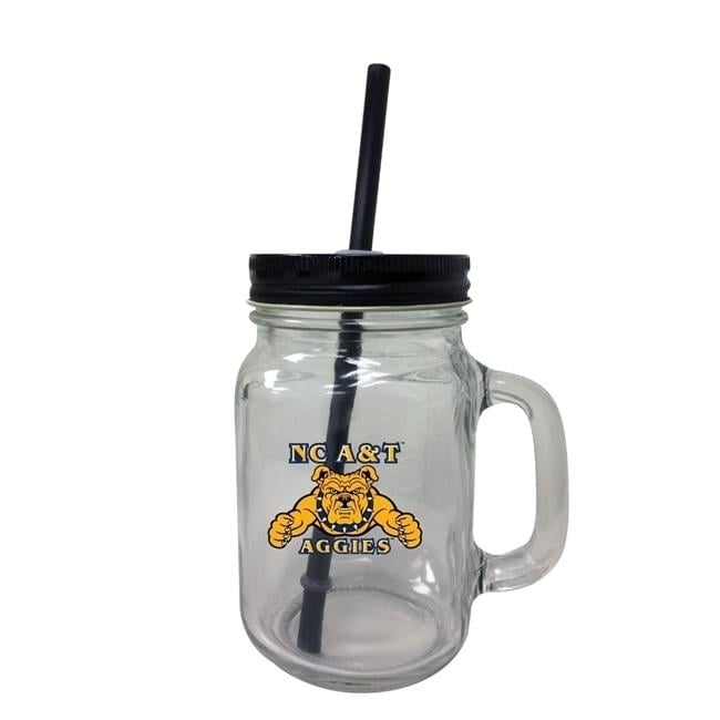 North Carolina AandT State Aggies Mason Jar Glass Image 1