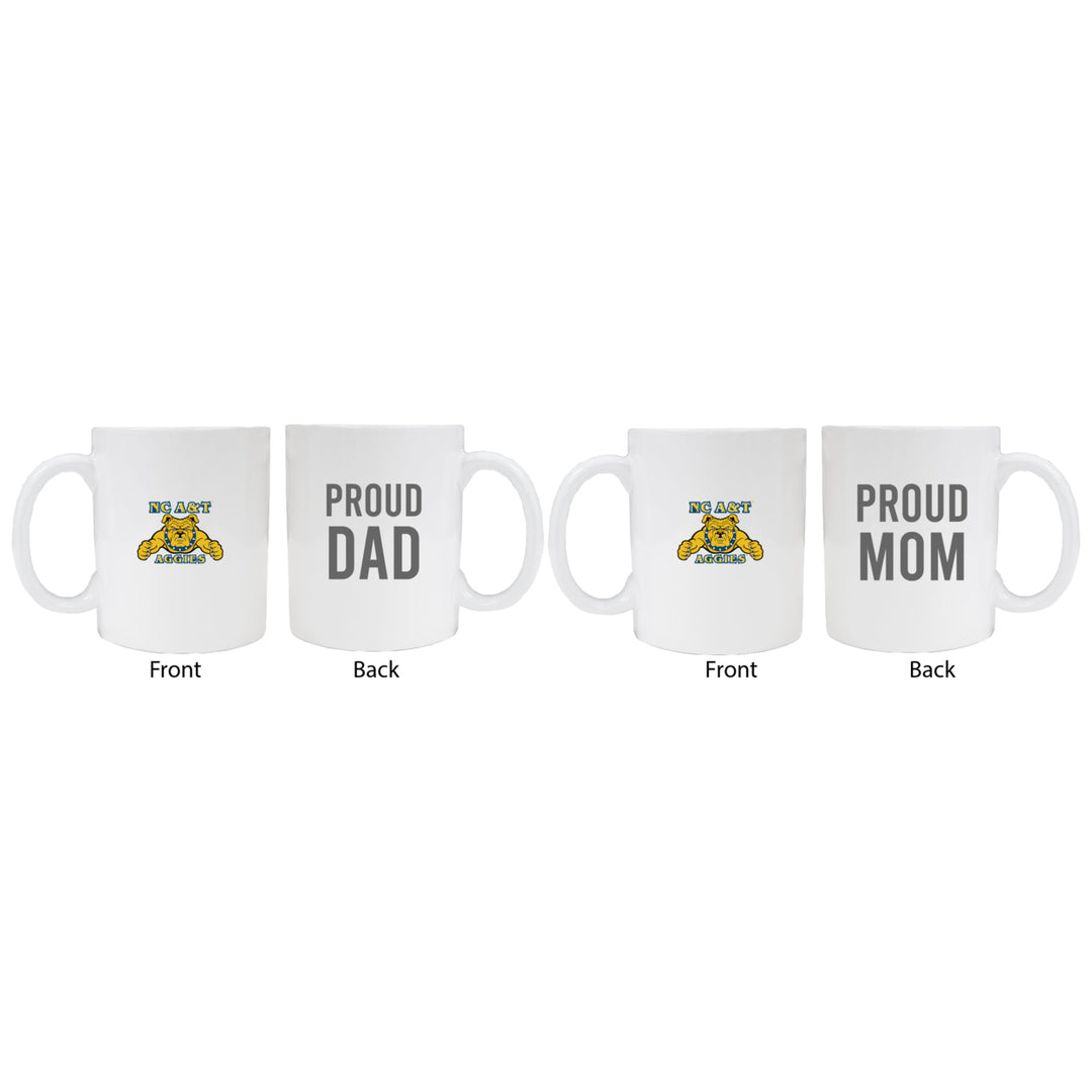 North Carolina AandT State Aggies Proud Mom And Dad White Ceramic Coffee Mug 2 pack (White) Image 1