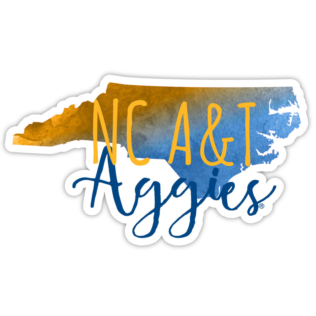 North Carolina AandT State Aggies 2-Inch on one of its sides Watercolor Design NCAA Durable School Spirit Vinyl Decal Image 1