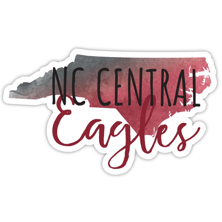 North Carolina Central Eagles 4-Inch Watercolor State Shaped NCAA Vinyl Decal Sticker for Fans, Students, and Alumni Image 1