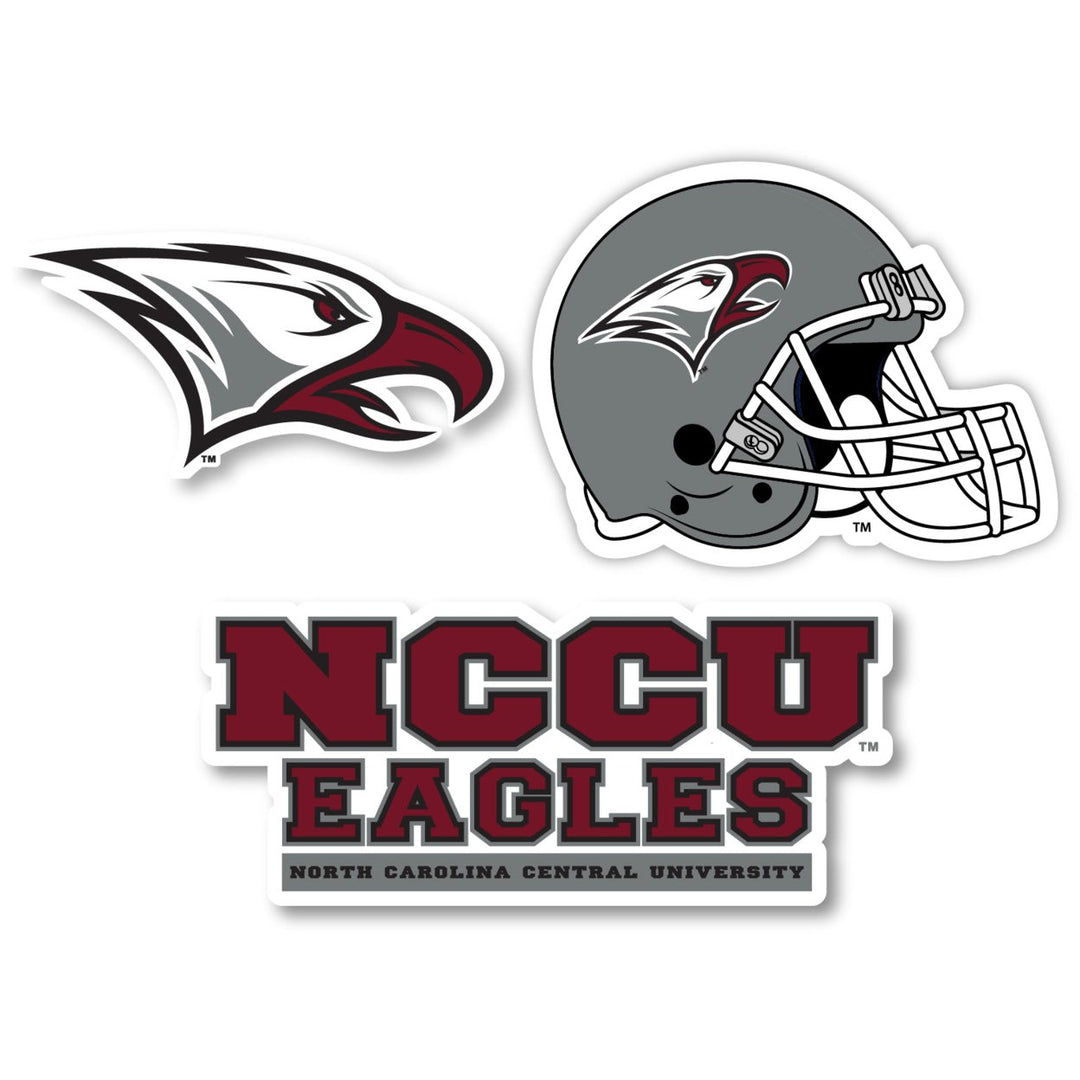 North Carolina Central Eagles 3 Pack 4-Inch Each NCAA Durable School Spirit Vinyl Decal Sticker Image 1