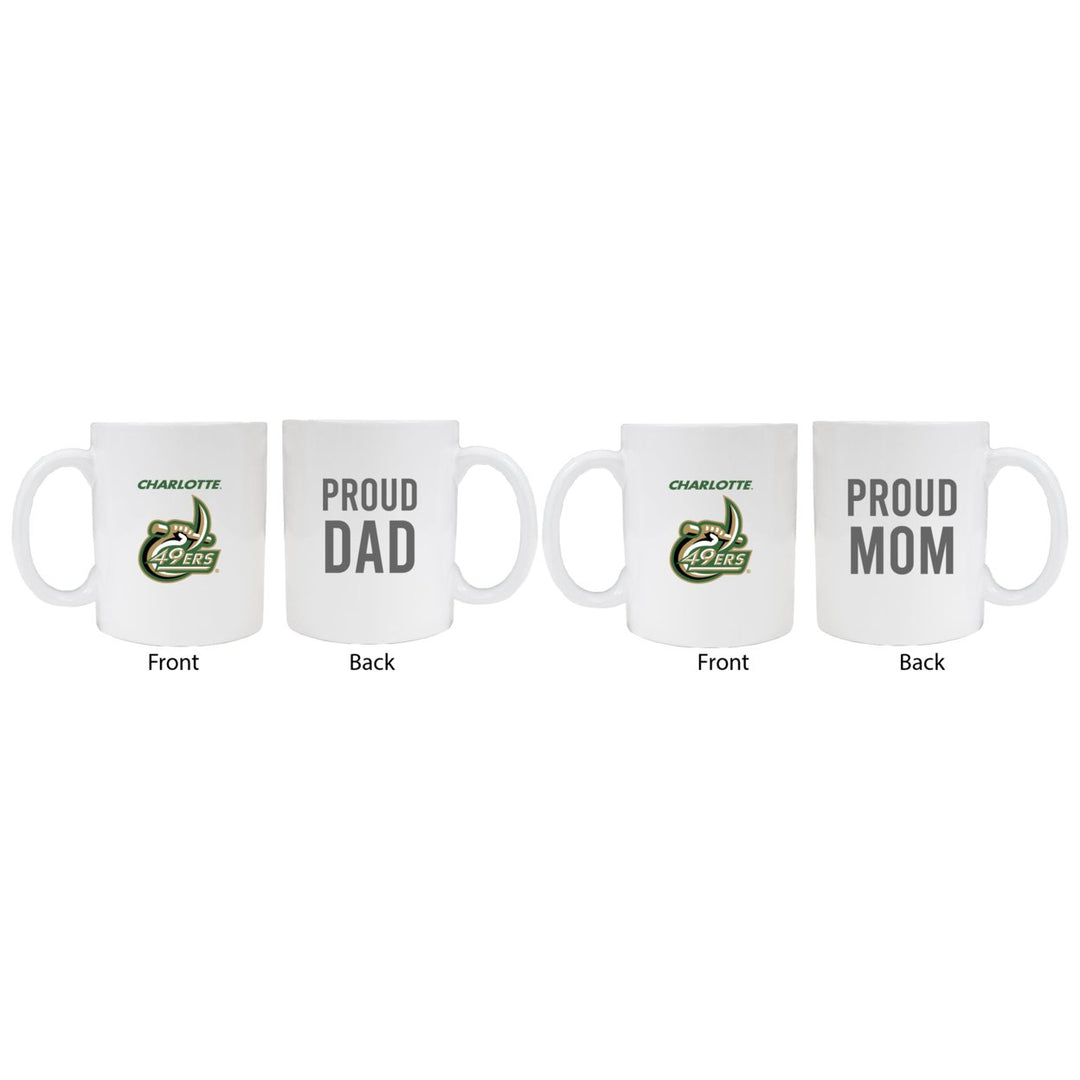 North Carolina Charlotte Forty-Niners Proud Mom And Dad White Ceramic Coffee Mug 2 pack (White) Image 1