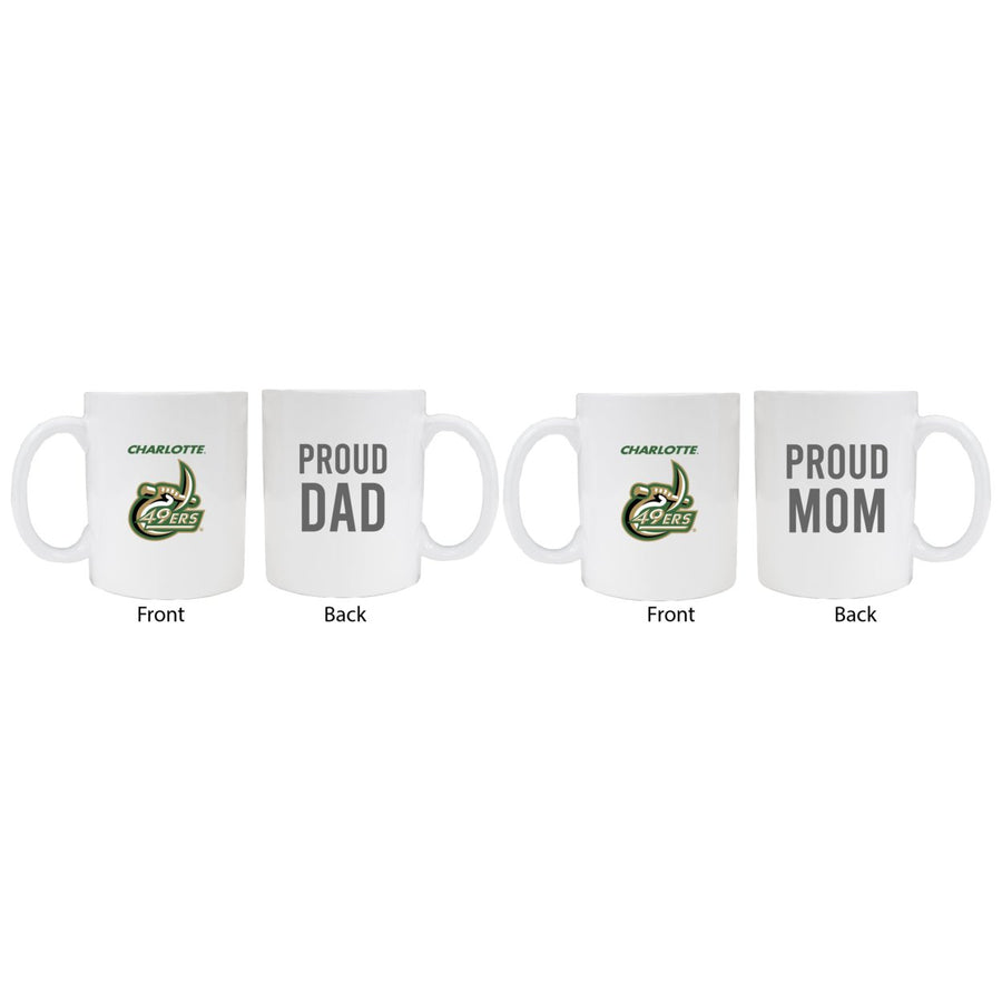 North Carolina Charlotte Forty-Niners Proud Mom And Dad White Ceramic Coffee Mug 2 pack (White) Image 1