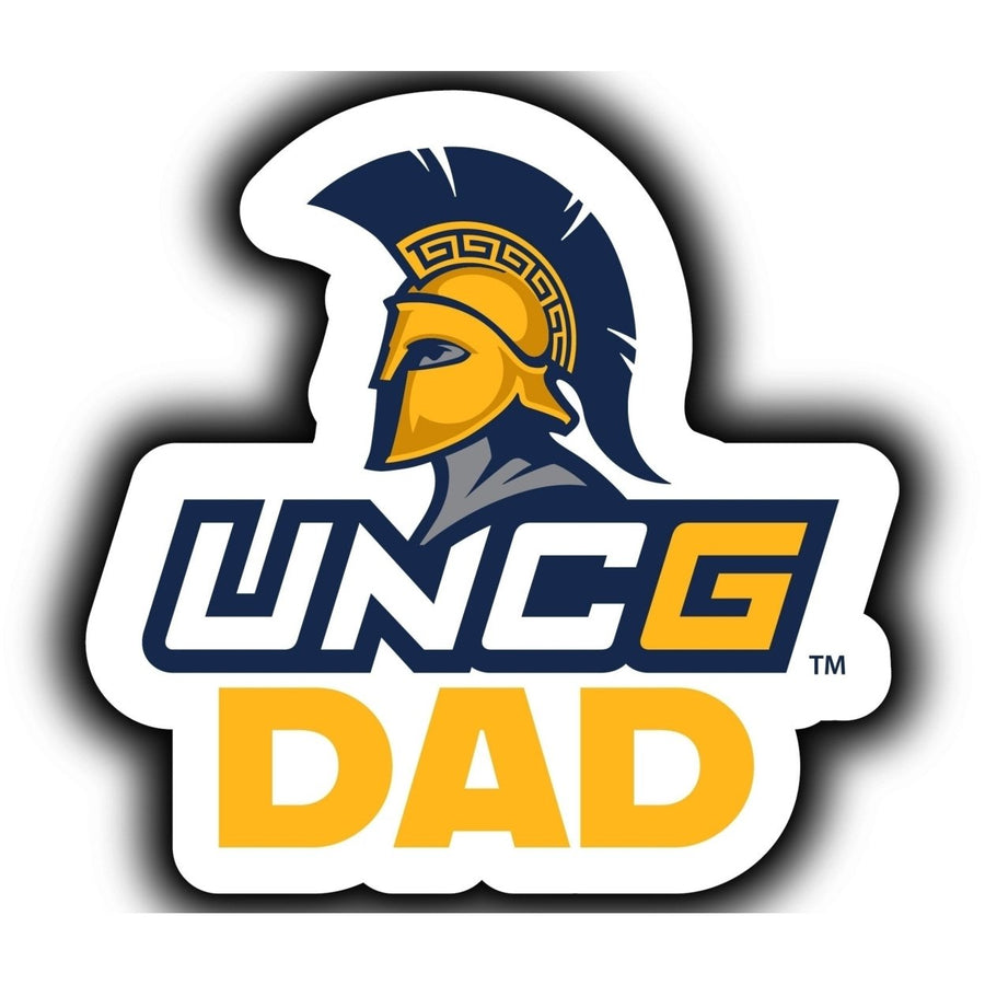 North Carolina Greensboro Spartans 4-Inch Proud Dad NCAA - Durable School Spirit Vinyl Decal Perfect Image 1