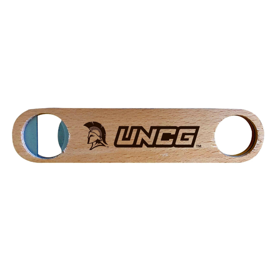 North Carolina Greensboro Spartans NCAA Elegant Laser-Etched Wooden Bottle Opener - Collegiate Bar Accessory Image 1