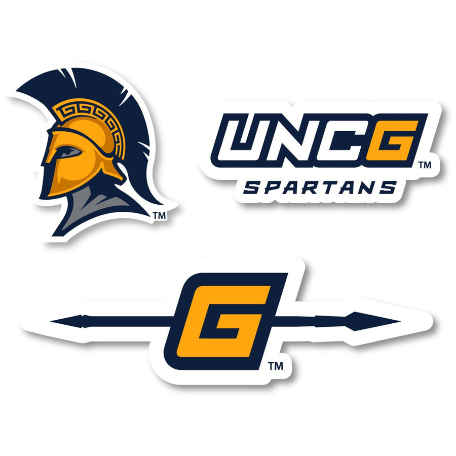 North Carolina Greensboro Spartans 3 Pack 4-Inch Each NCAA Durable School Spirit Vinyl Decal Sticker Image 1