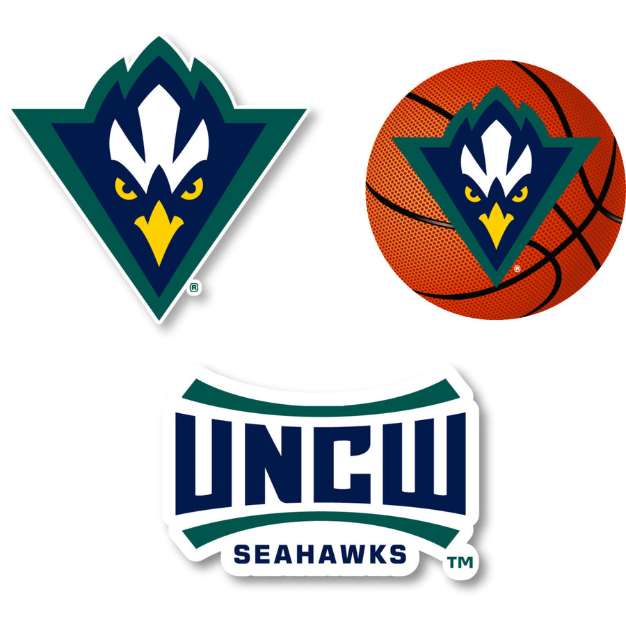 North Carolina Wilmington Seahawks 3 Pack 4-Inch Each NCAA Durable School Spirit Vinyl Decal Sticker Image 1