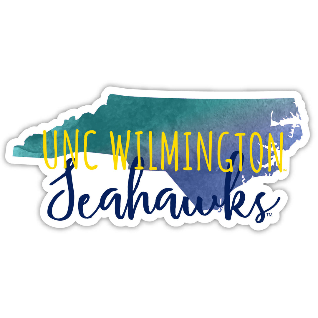 North Carolina Wilmington Seahawks 2-Inch on one of its sides Watercolor Design NCAA Durable School Spirit Vinyl Decal Image 1