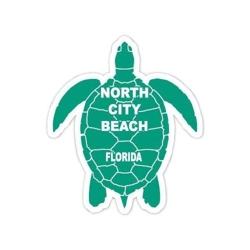 North City Beach Florida 4 Inch Green Turtle Shape Decal Sticker Image 1