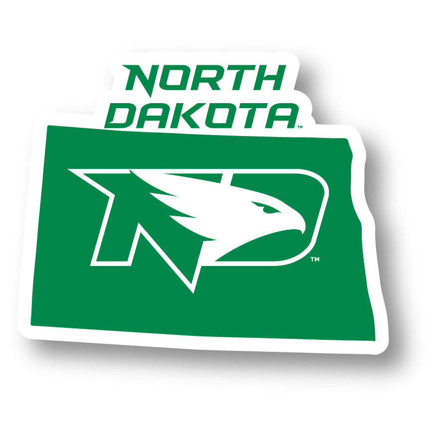 North Dakota Fighting Hawks 4-Inch State Shape NCAA Vinyl Decal Sticker for Fans, Students, and Alumni Image 1