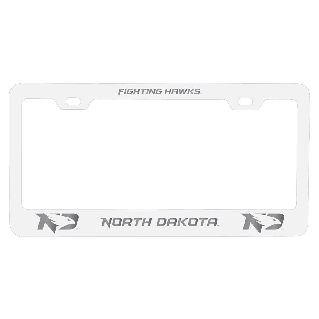 North Dakota Fighting Hawks NCAA Laser-Engraved Metal License Plate Frame - Choose Black or White Color Image 1