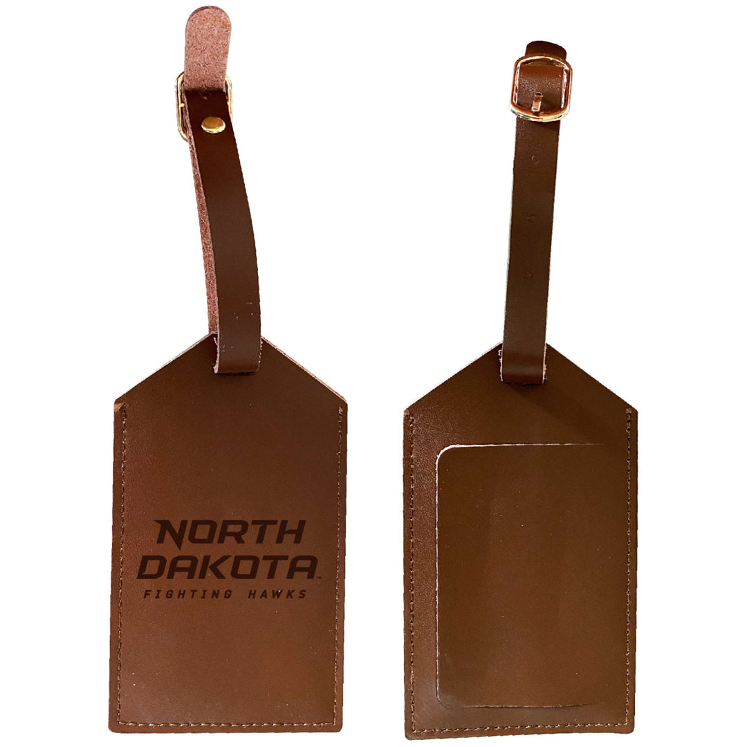 Elegant North Dakota Fighting Hawks NCAA Leather Luggage Tag with Engraved Logo Image 1