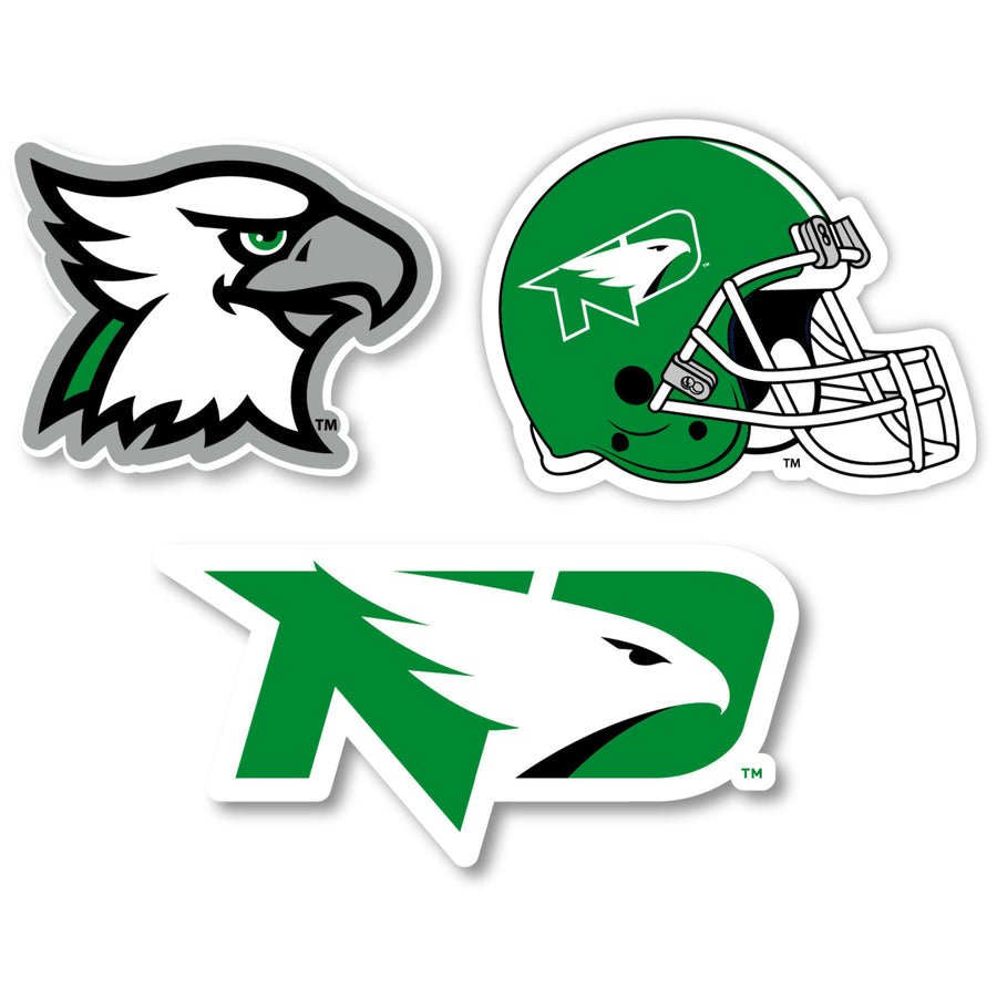 North Dakota Fighting Hawks 3 Pack 4-Inch Each NCAA Durable School Spirit Vinyl Decal Sticker Image 1