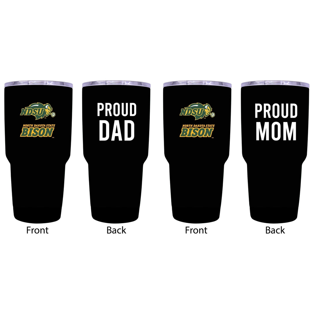 North Dakota State Bison Proud Parent 24 oz Insulated Tumblers Set - Black, Mom and Dad Edition Image 1