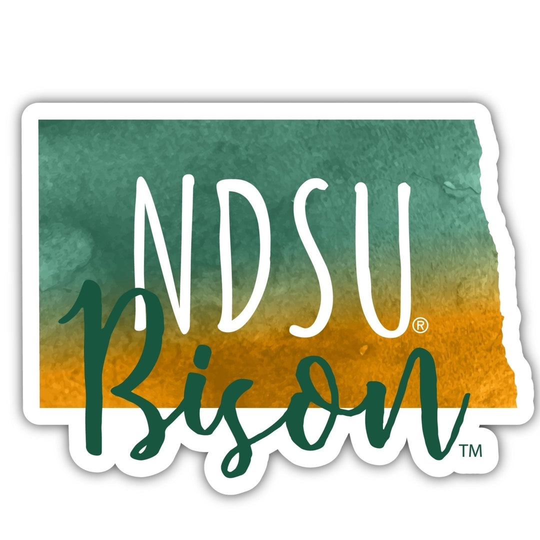 North Dakota State Bison 2-Inch on one of its sides Watercolor Design NCAA Durable School Spirit Vinyl Decal Sticker Image 1