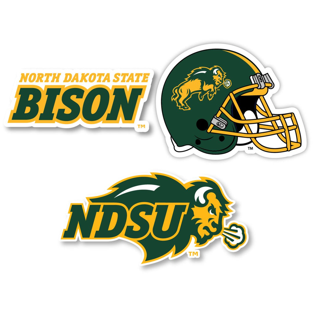 North Dakota State Bison 3 Pack 4-Inch Each NCAA Durable School Spirit Vinyl Decal Sticker Image 1