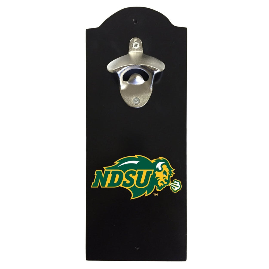 North Dakota State Bison Wall-Mounted Bottle Opener  Sturdy Metal with Decorative Wood Base for Home Bars, Rec Rooms Image 1