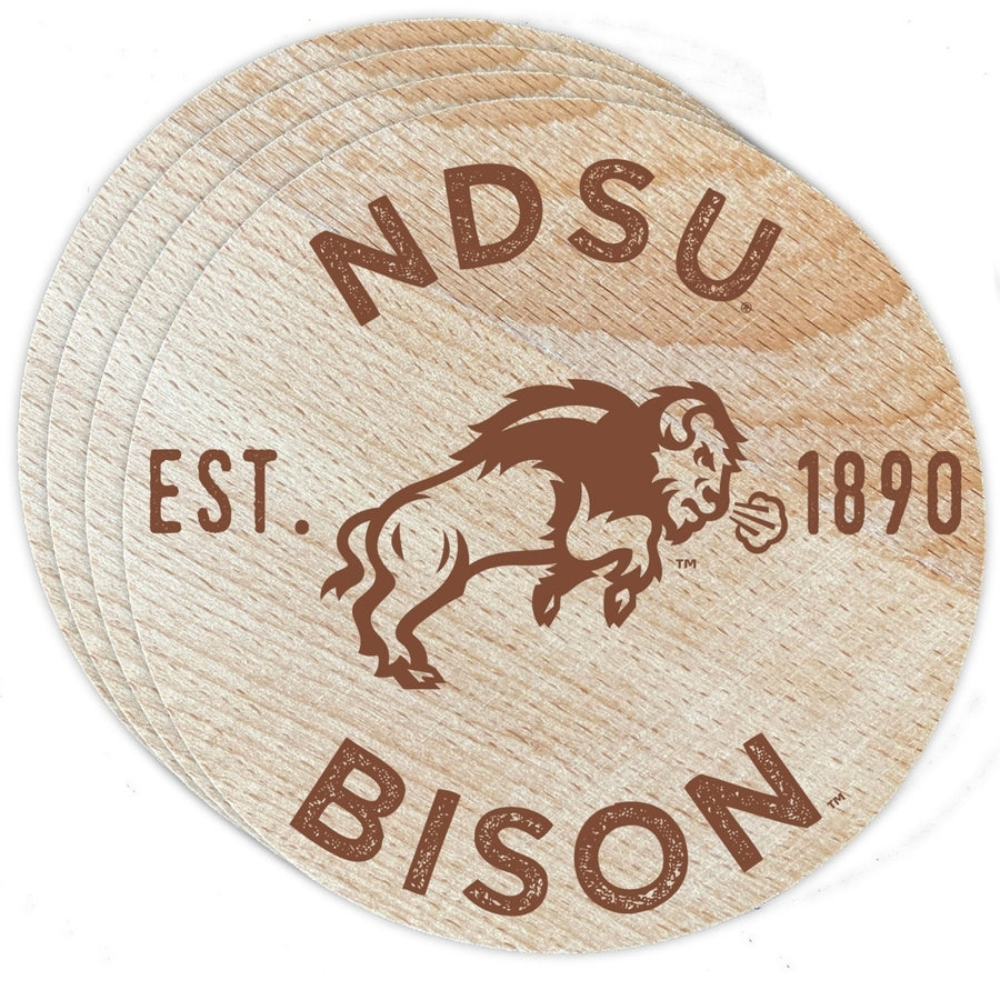 North Dakota State Bison Officially Licensed Wood Coasters (4-Pack) - Laser Engraved, Never Fade Design Image 1