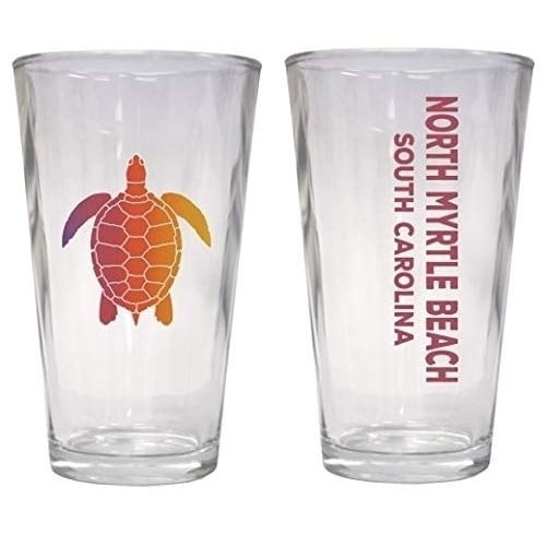 North Myrtle Beach South Carolina Souvenir 16 oz Pint Glass Turtle Design Image 1