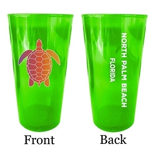 North Myrtle Beach South Carolina Souvenir 16 oz Green Plastic Pint Glass 4-Pack Image 1