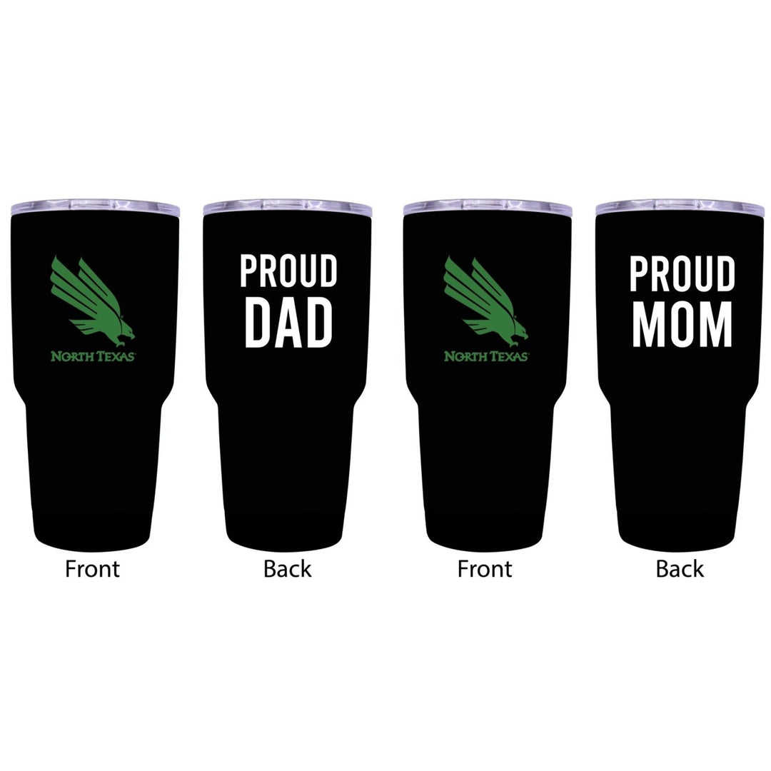 North Texas Proud Parent 24 oz Insulated Tumblers Set - Black, Mom and Dad Edition Image 1