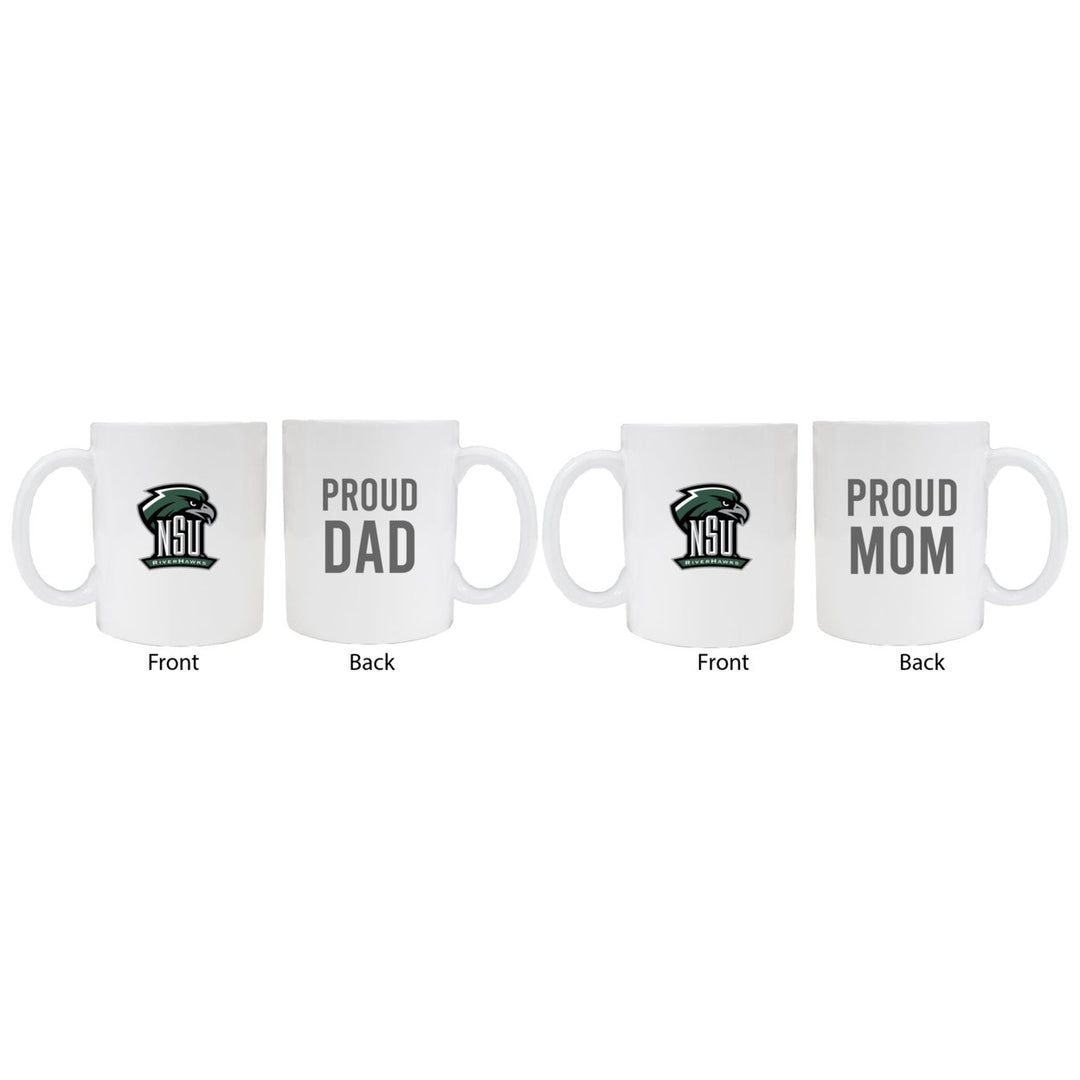 Northeastern State University Riverhawks Proud Mom And Dad White Ceramic Coffee Mug 2 pack (White) Image 1