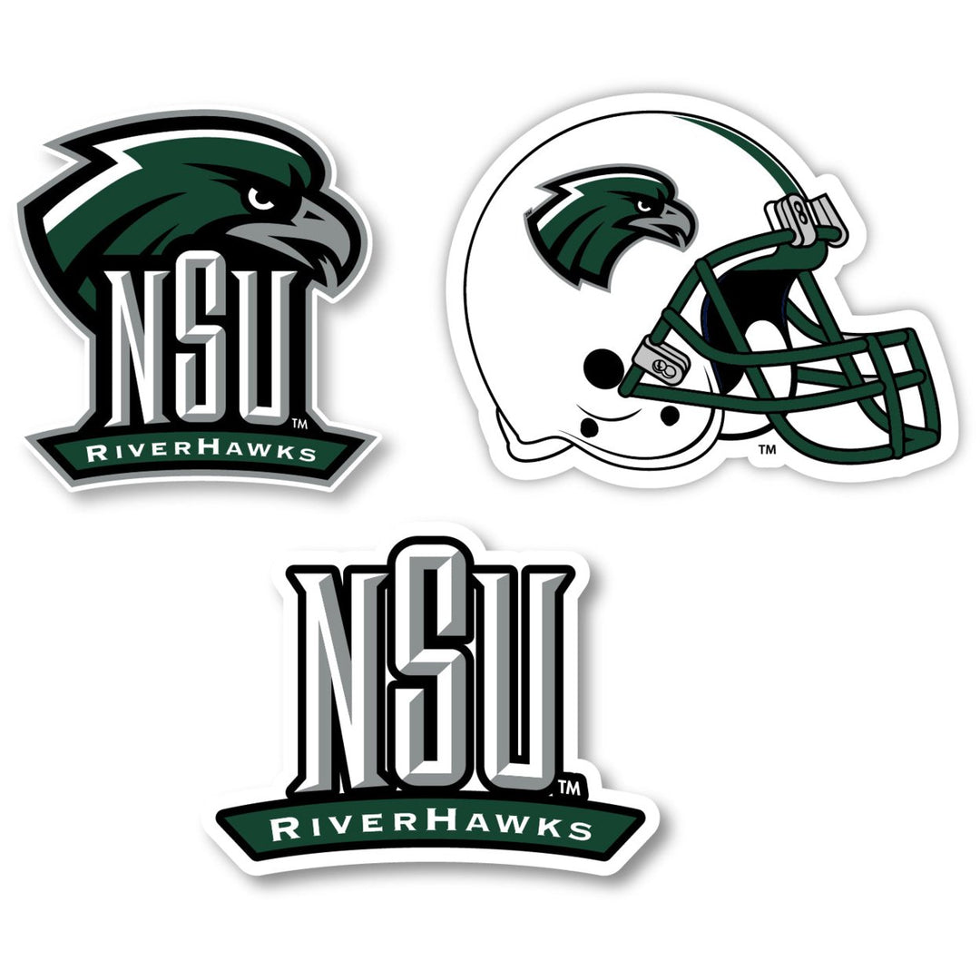 Northeastern State University Riverhawks 3 Pack 4-Inch Each NCAA Durable School Spirit Vinyl Decal Sticker Image 1