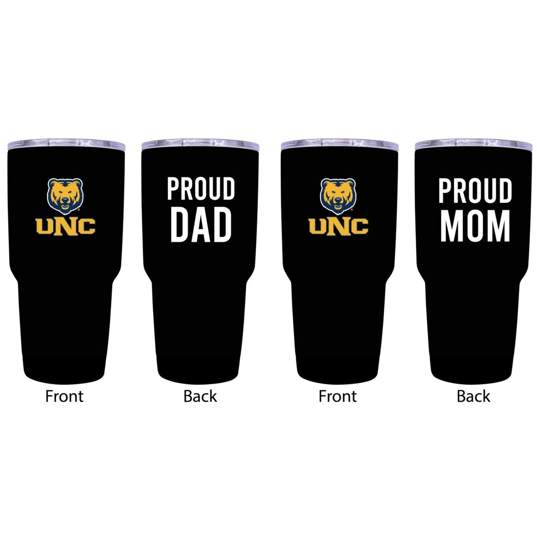 Northern Colorado Bears Proud Parent 24 oz Insulated Tumblers Set - Black, Mom and Dad Edition Image 1