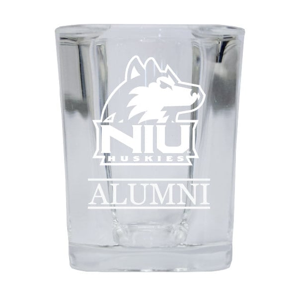 NCAA Northern Illinois Huskies Alumni 2oz Laser Etched Square Shot Glass Image 1