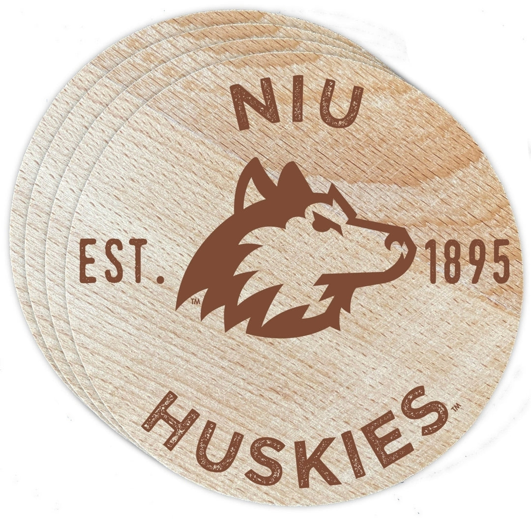 Northern Illinois Huskies Officially Licensed Wood Coasters (4-Pack) - Laser Engraved, Never Fade Design Image 1